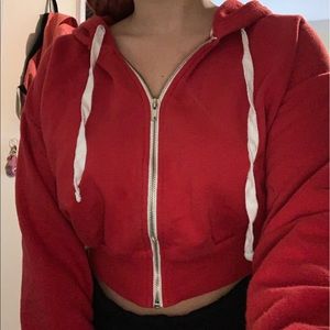 Red crop top hoodie